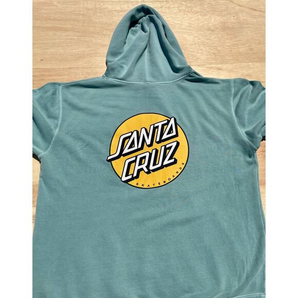 SANTA CRUZ Skateboards Hoodie Sweater Pullover Double Side Men Mint Green SIZE L - Picture 6 of 6